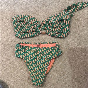 Montce Geometric Teal and Peach Bikini